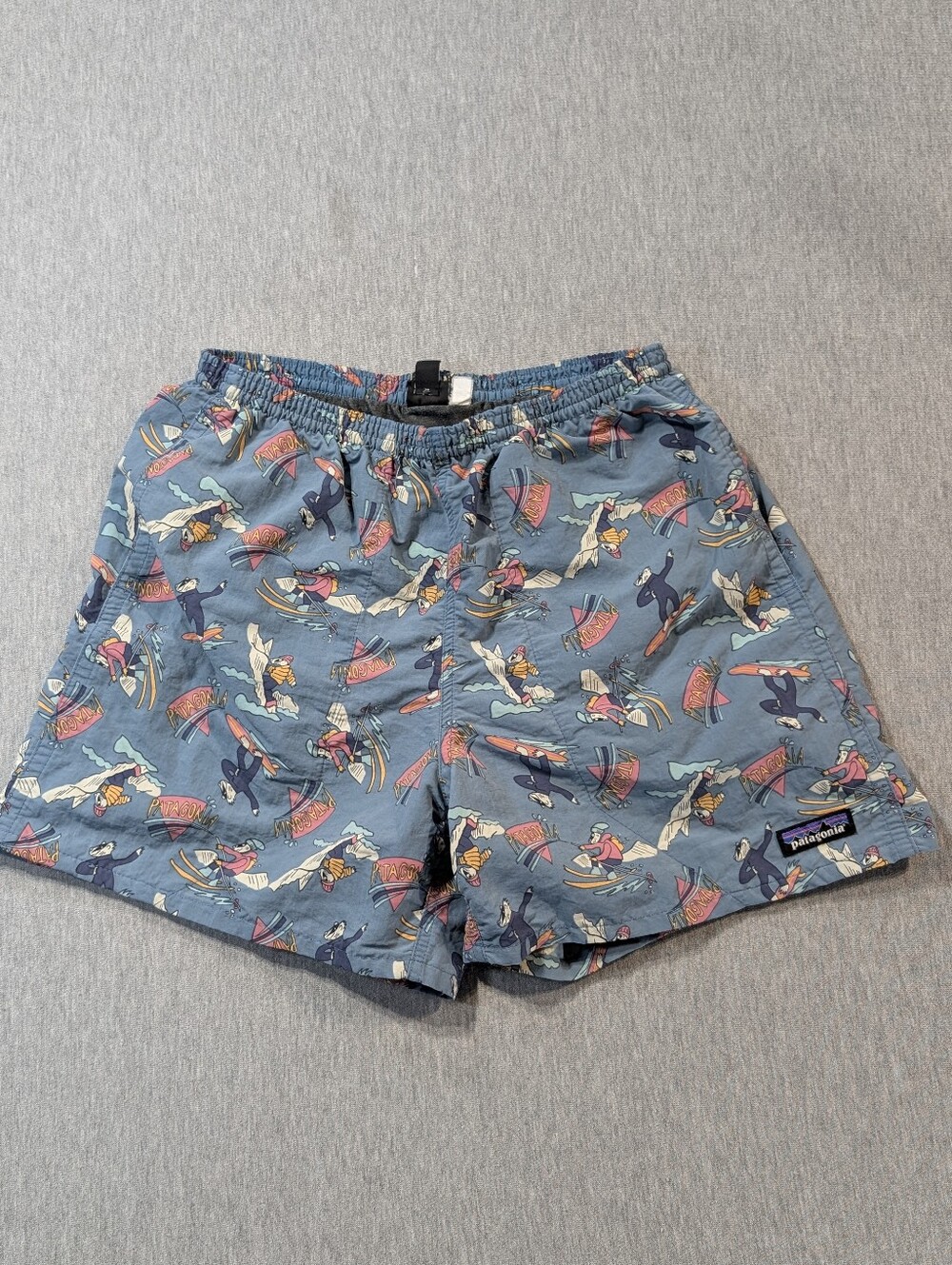 Patagonia Baggies Mr. Badger 5" Lined Swim Shorts Trunks Blue